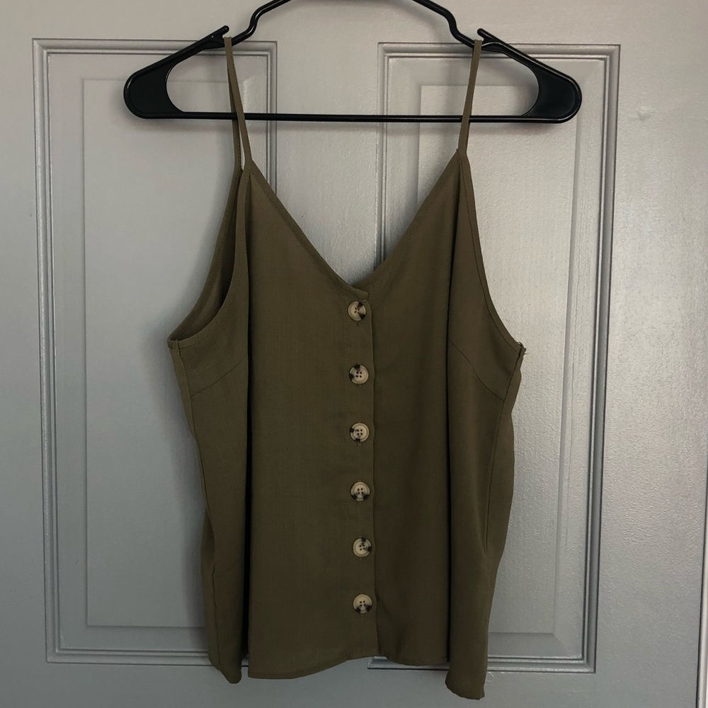 Olive Button-Front Cami